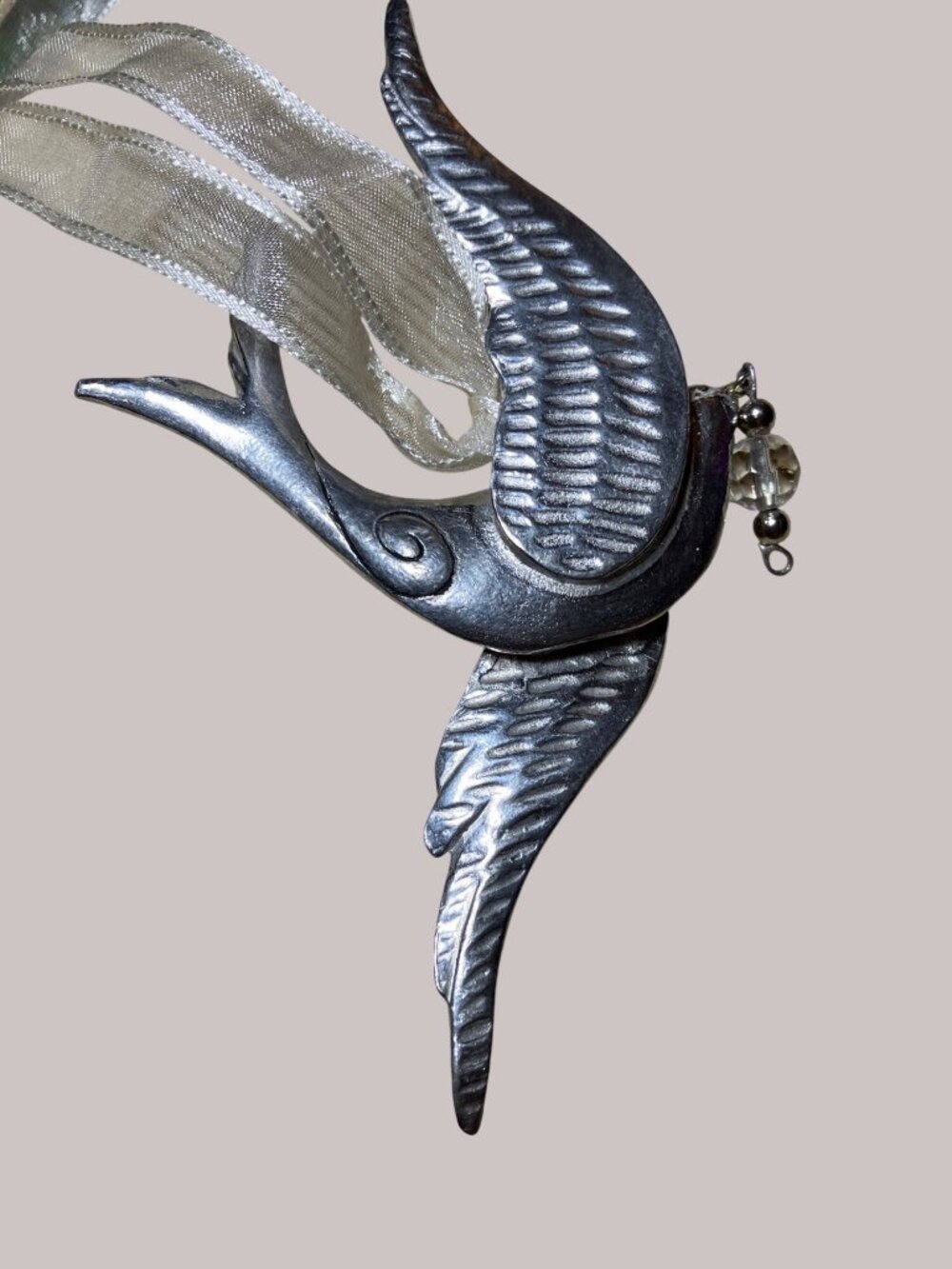Zelda Fitzgerald Pweter Dove Christmas Ornament 4 3/4” by Seasons of Cannon Fall - Picture 11 of 11